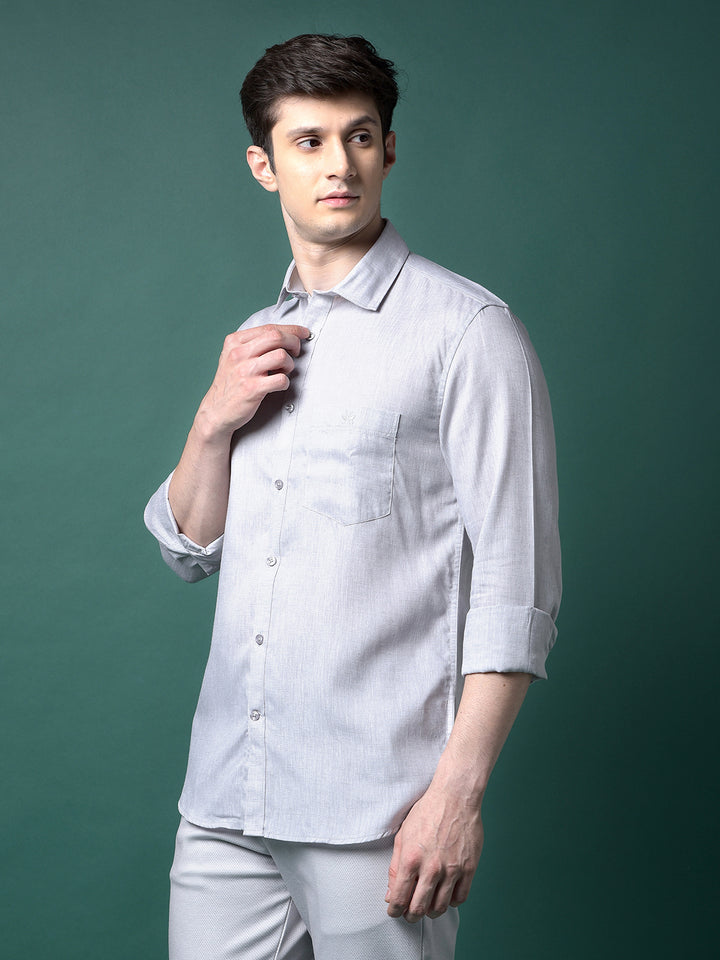 Grey Linen Shirt-Men Shirts-Crimsoune Club