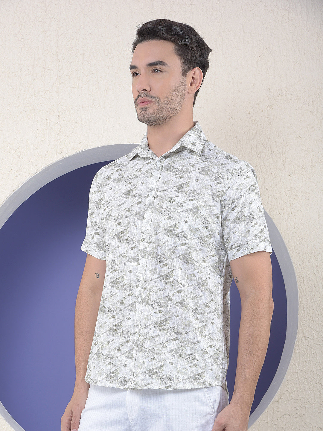 Geo Fade Olive Printed Shirt