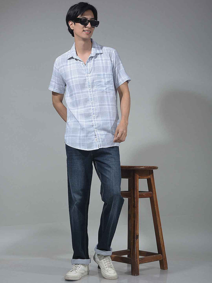 Grey Checked 100% Cotton Shirt