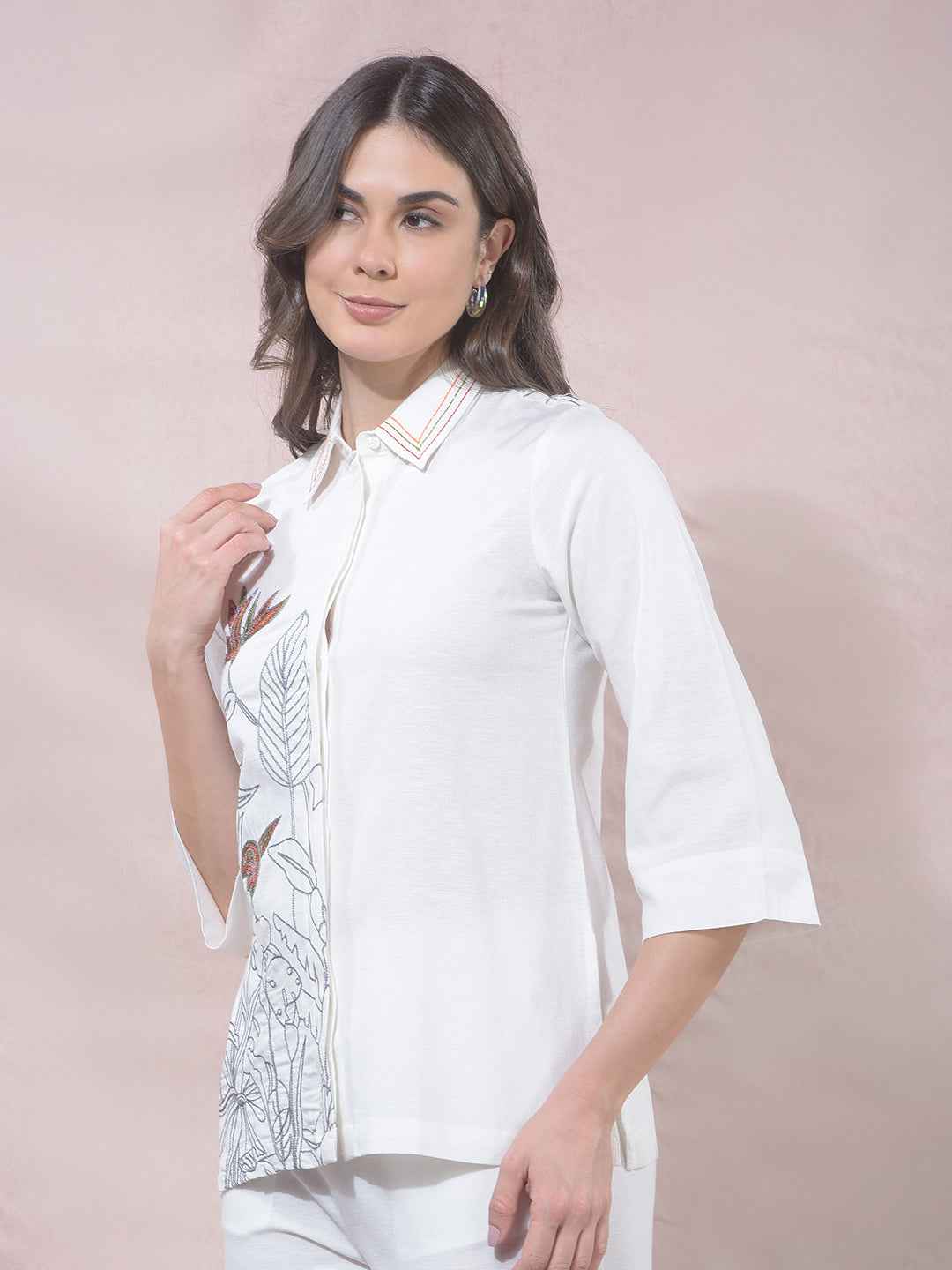 RiftTropica Off White Embro Shirt