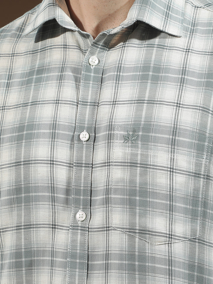Forest Green Linen Checked Shirt