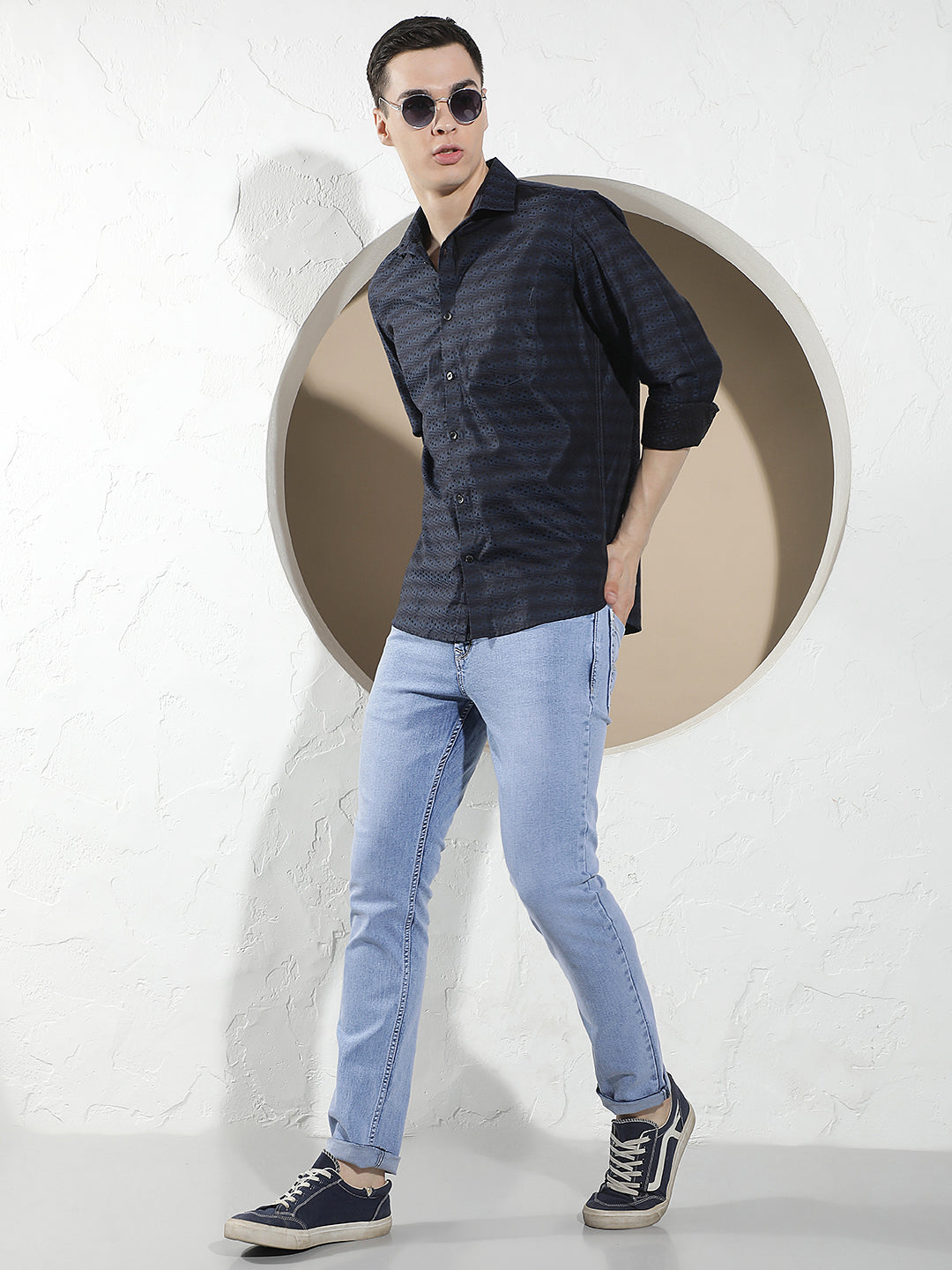 Blue Printed 100% Cotton Shirt
