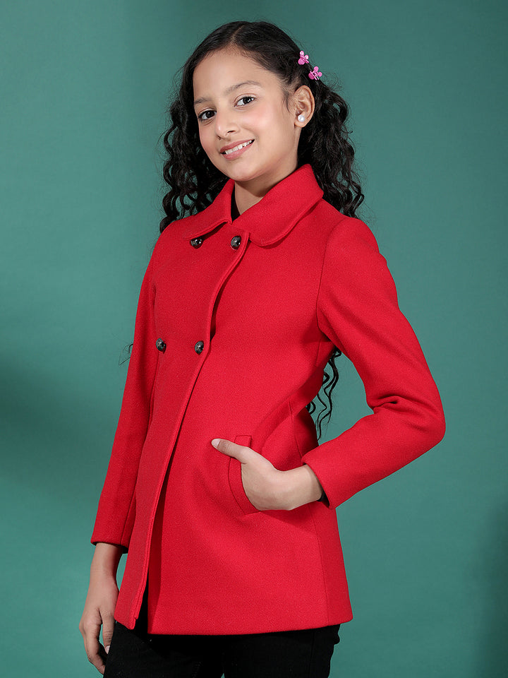Red Mid-Thigh Length Coat