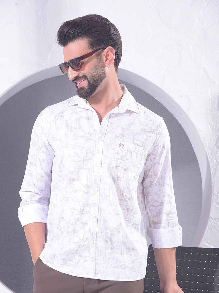 Brown Abstract Print Shirt