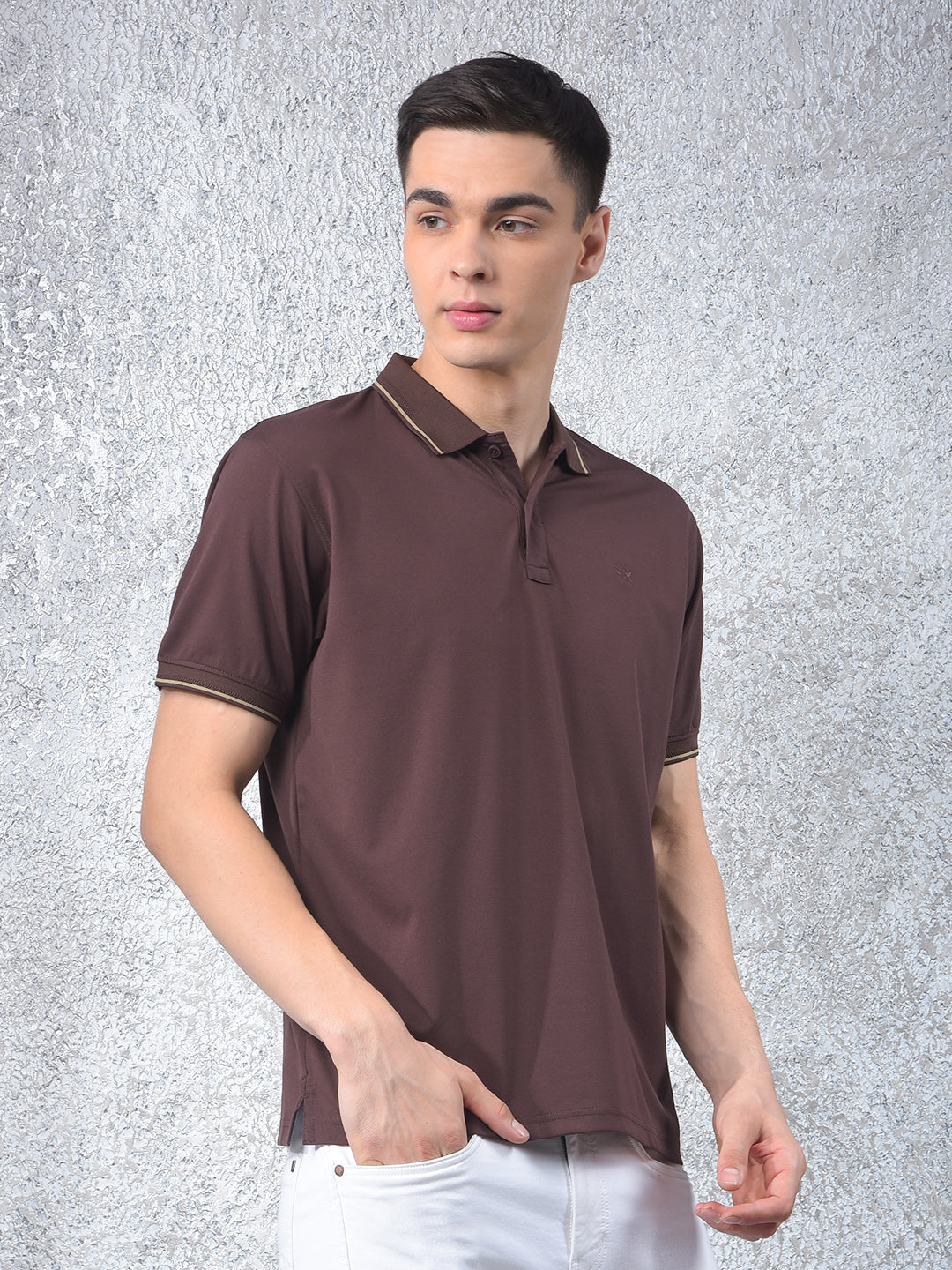 Brown Polo-Neck T-Shirt