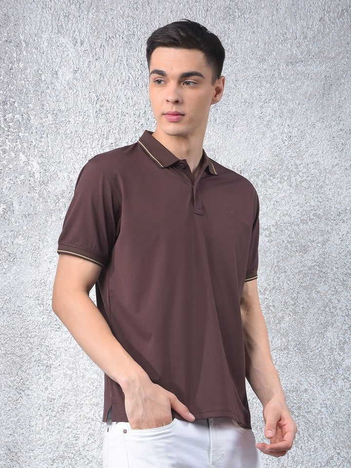 Brown Polo-Neck T-Shirt