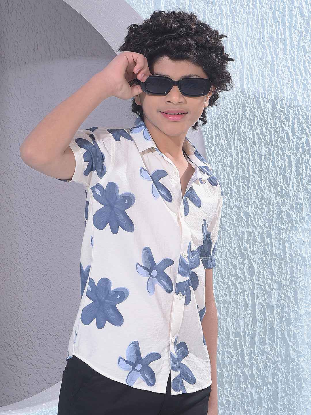 Blue Floral Print Shirt