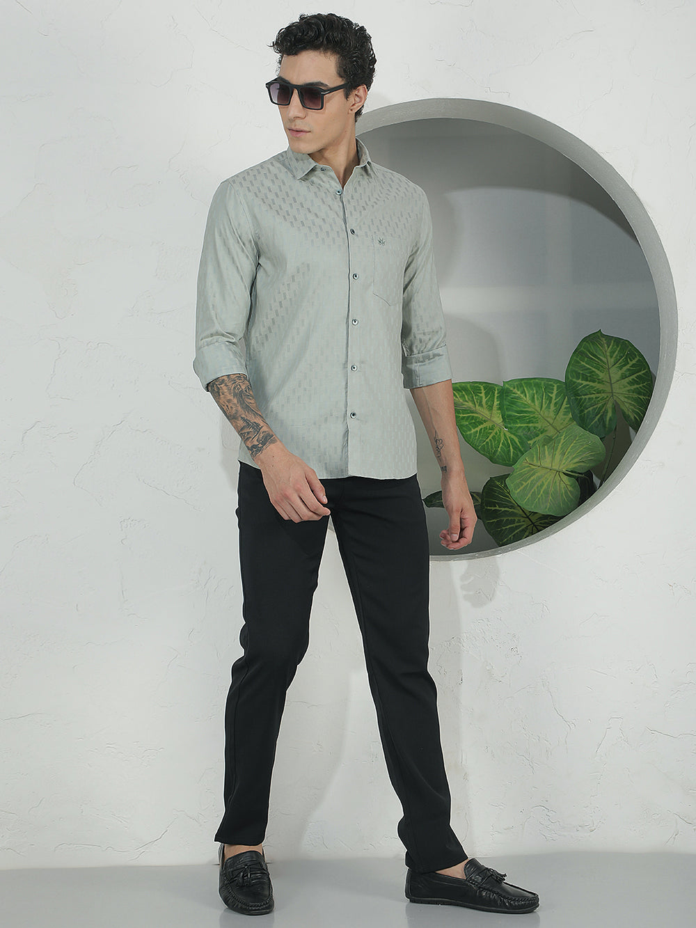 Luxe Forest Green Jacquard Shirt