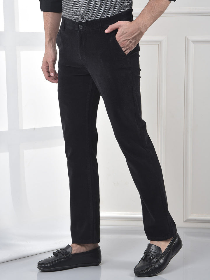 Black Straight Corduroy Trousers