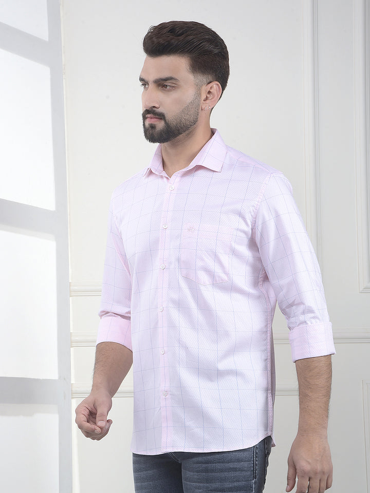 Pink Checked 100% Cotton Shirt