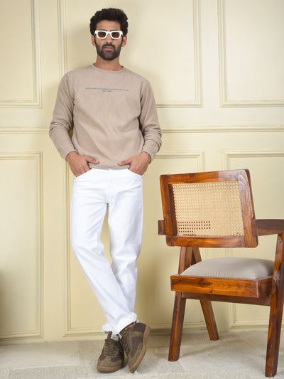 Beige Typographic Print Sweatshirt