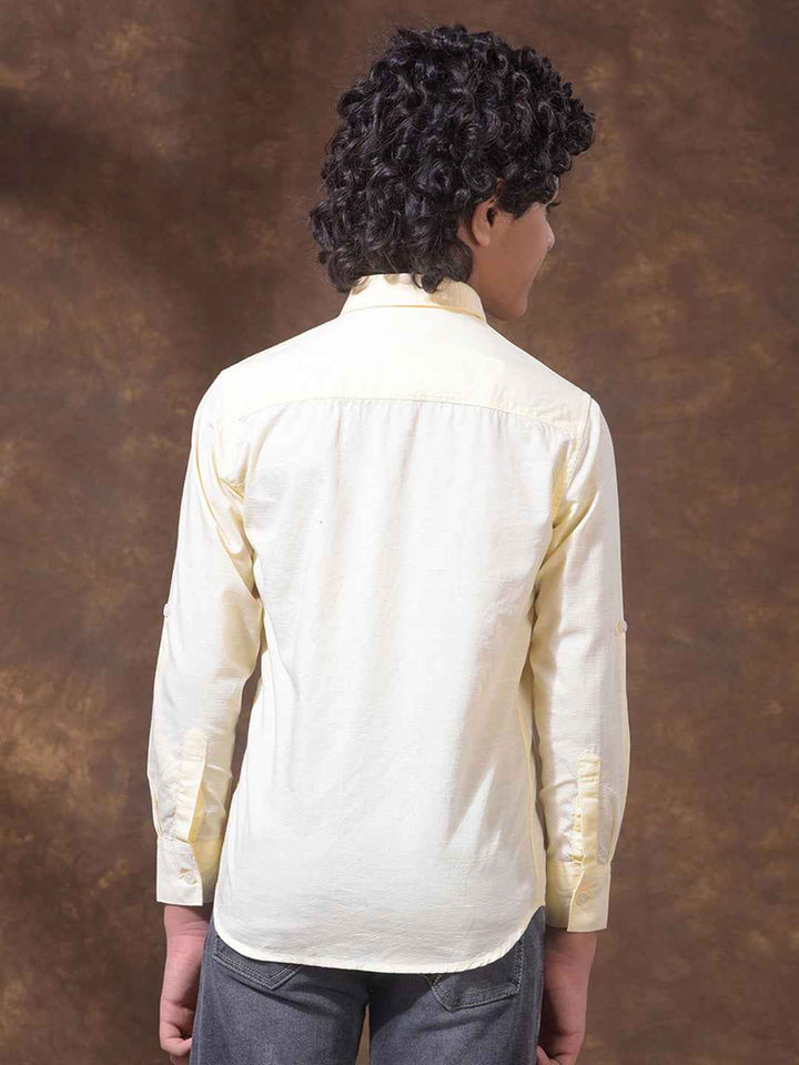Yellow Textured Linen Shirt