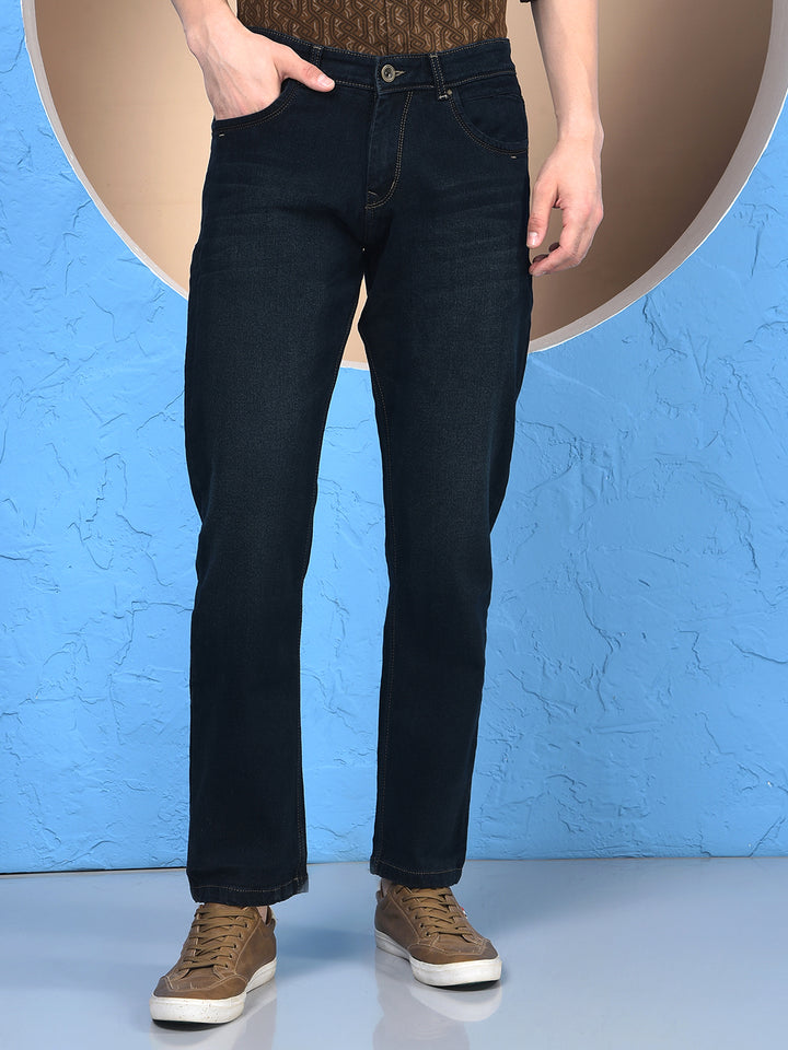 Modern Edgey Navy Blue Straight Jeans