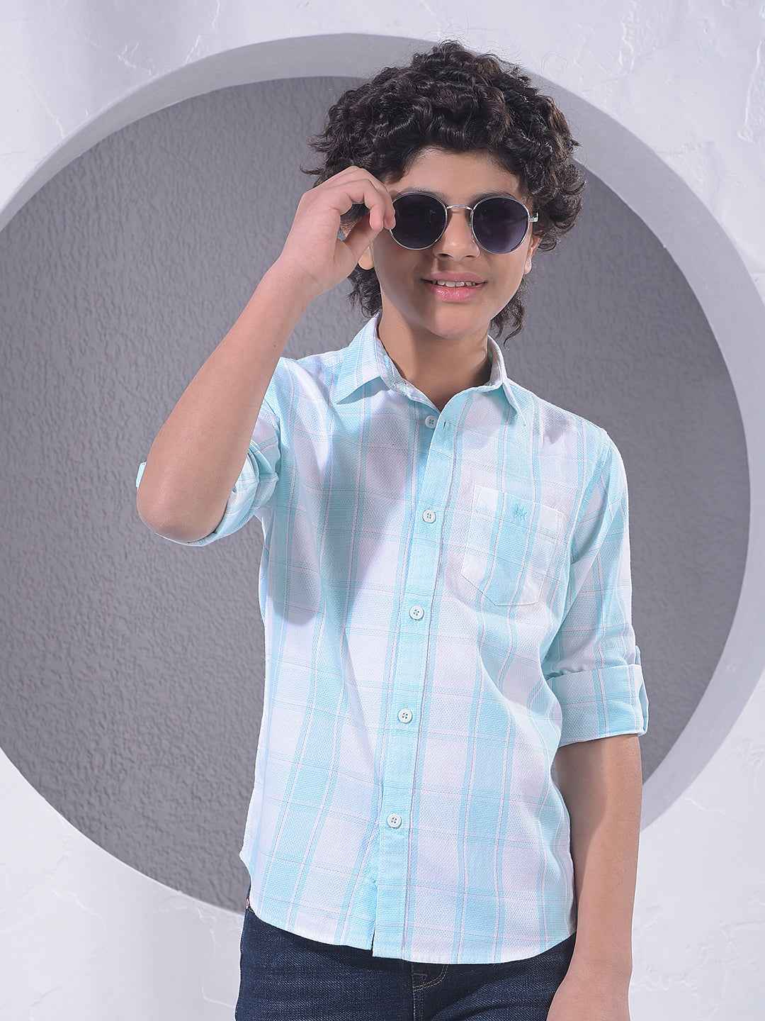 Blue Checked 100% Cotton Shirt