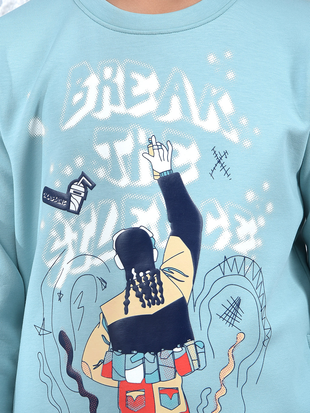 Blue Graphic Print Sweatshirt