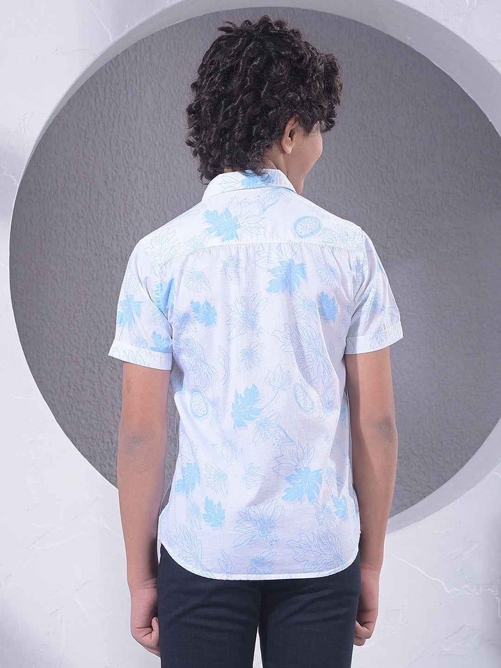 Blue Botanical Print Shirt