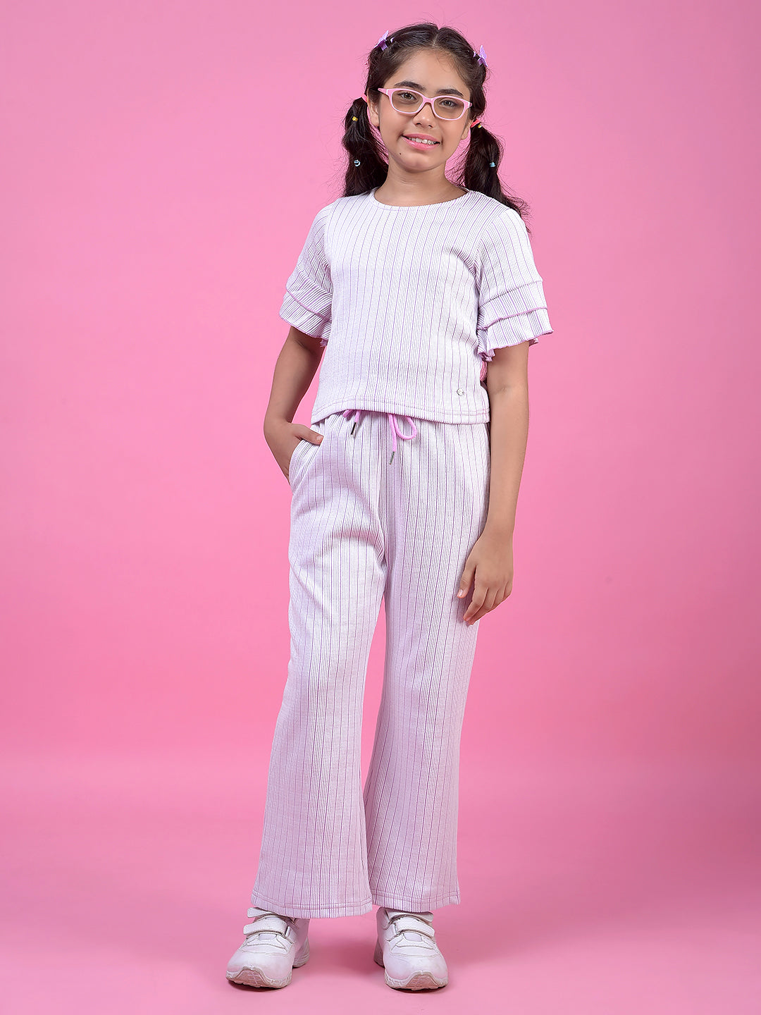 Purple Vertical Stripes Top
