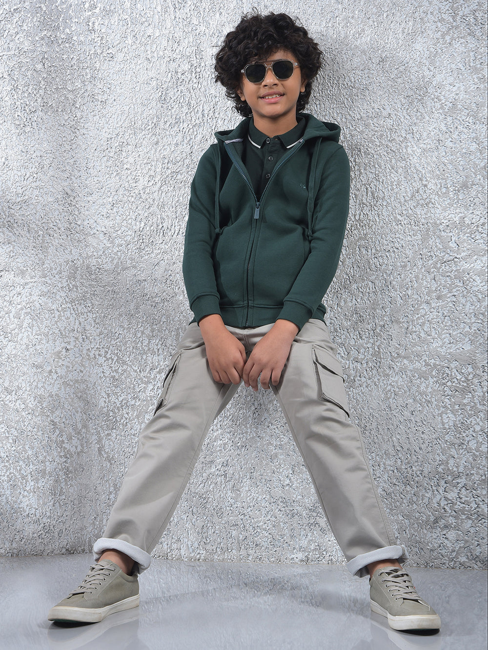 Green Hooded Neck Sweatshirt