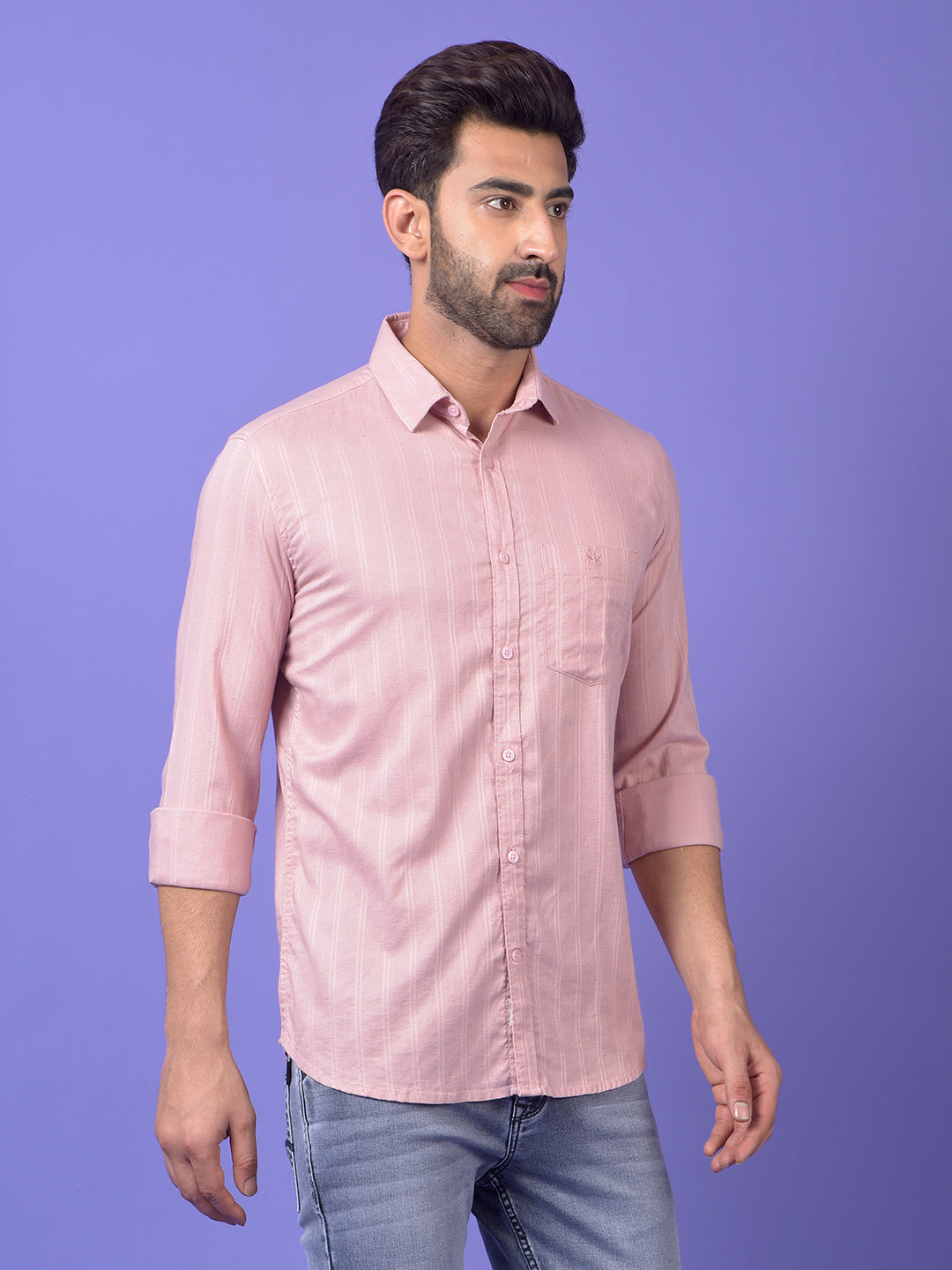 Pink Vertical Stripes Shirt