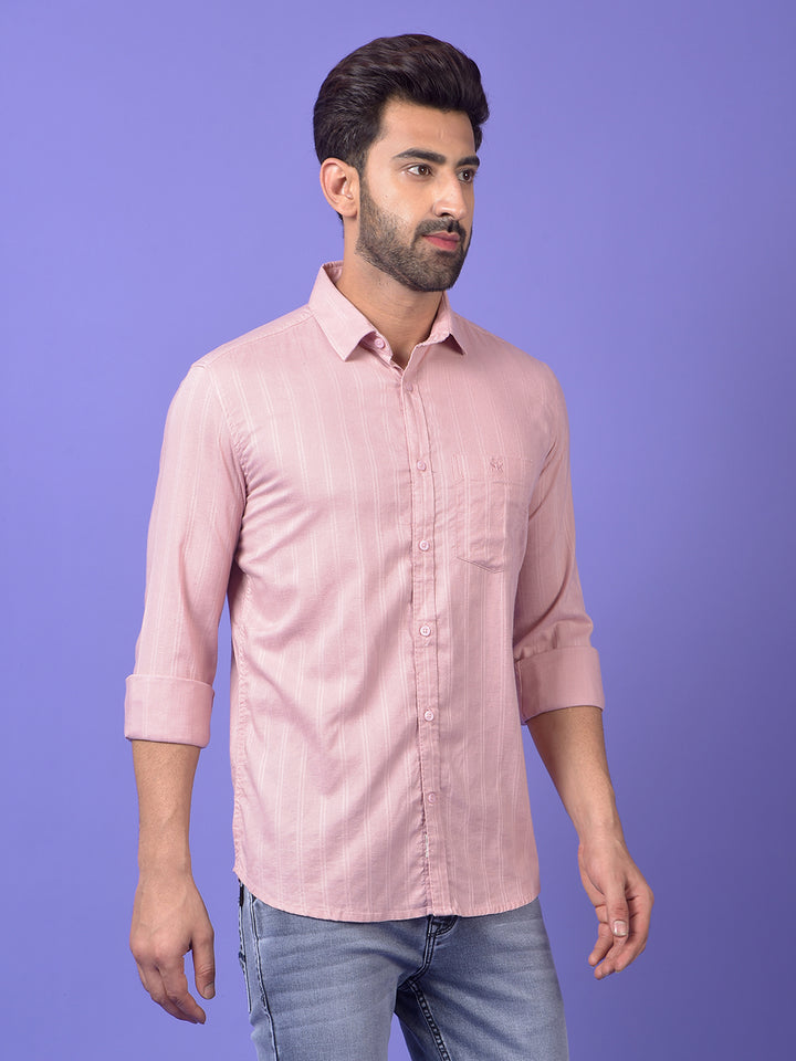 Pink Vertical Stripes Shirt