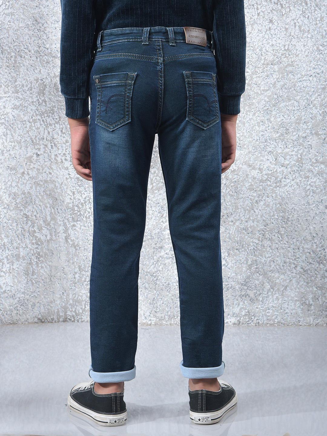 Stylish Tapered Fit Blue Jeans