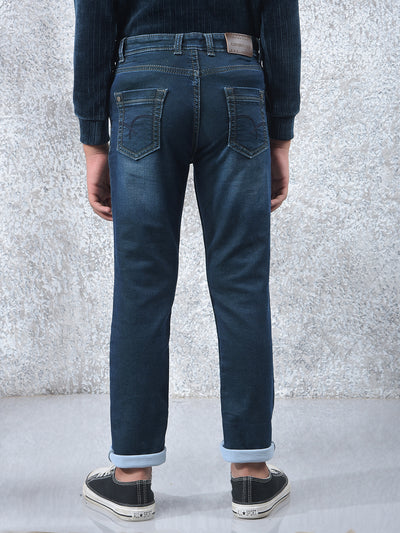 Stylish Tapered Fit Blue Jeans