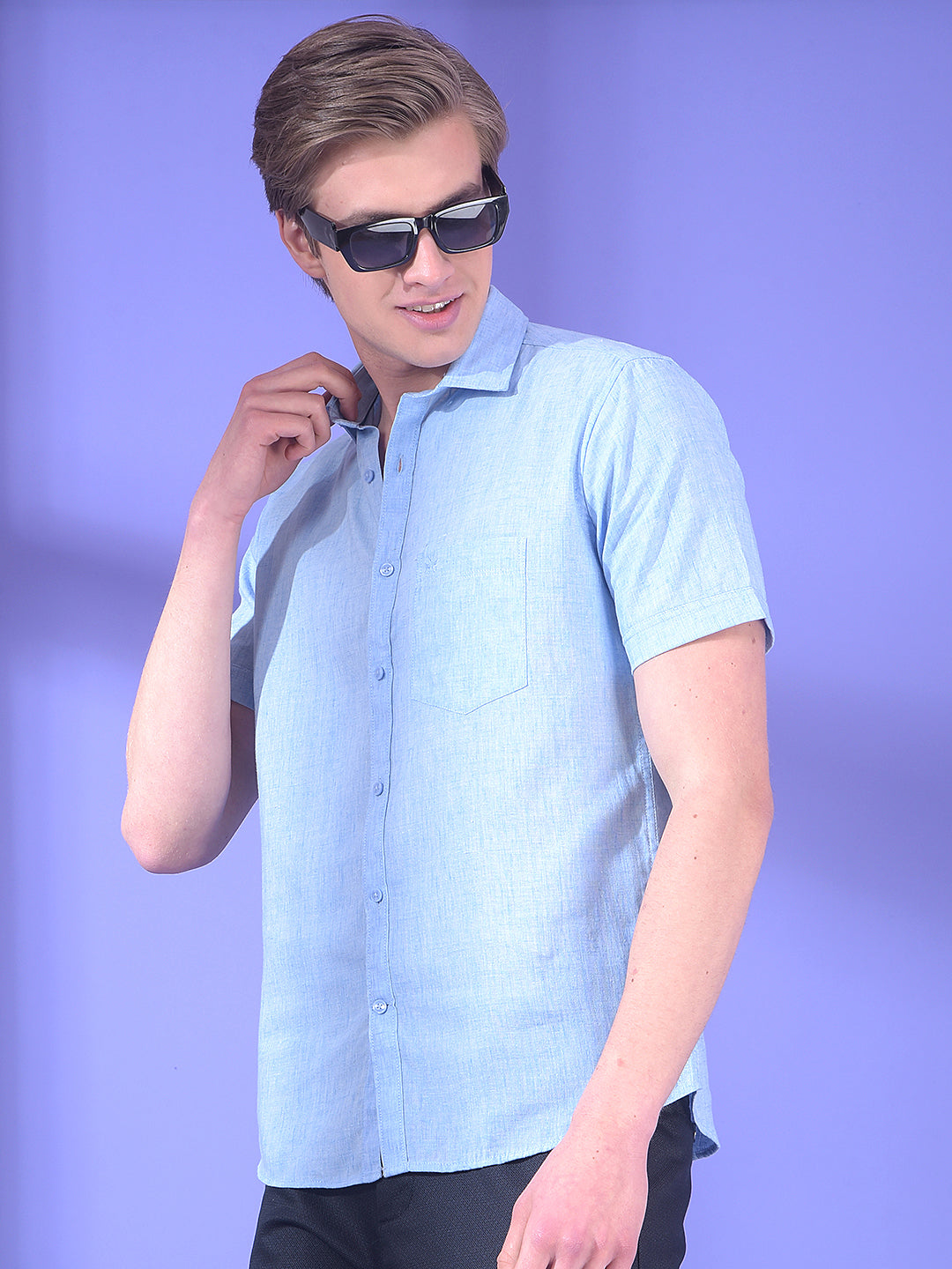 Cerulean Drift Blue Linen Shirt