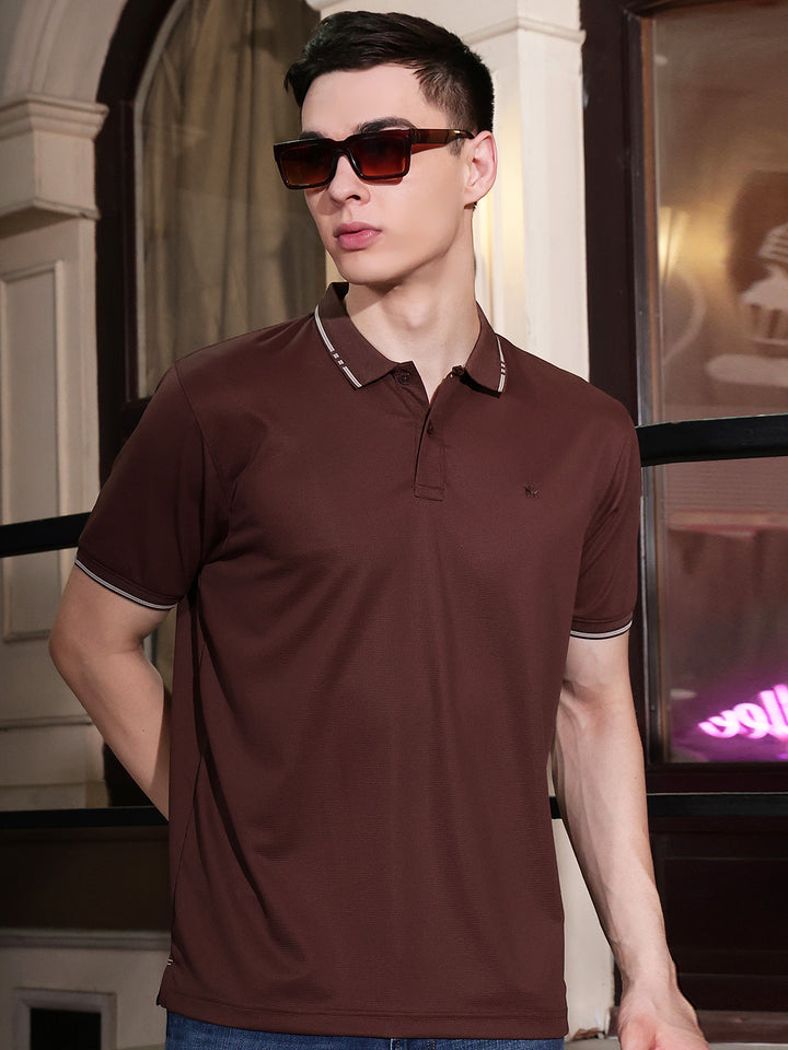 Brown Polo Neck T-Shirt