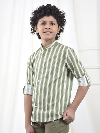 Green Striped 100% Cotton Shirt