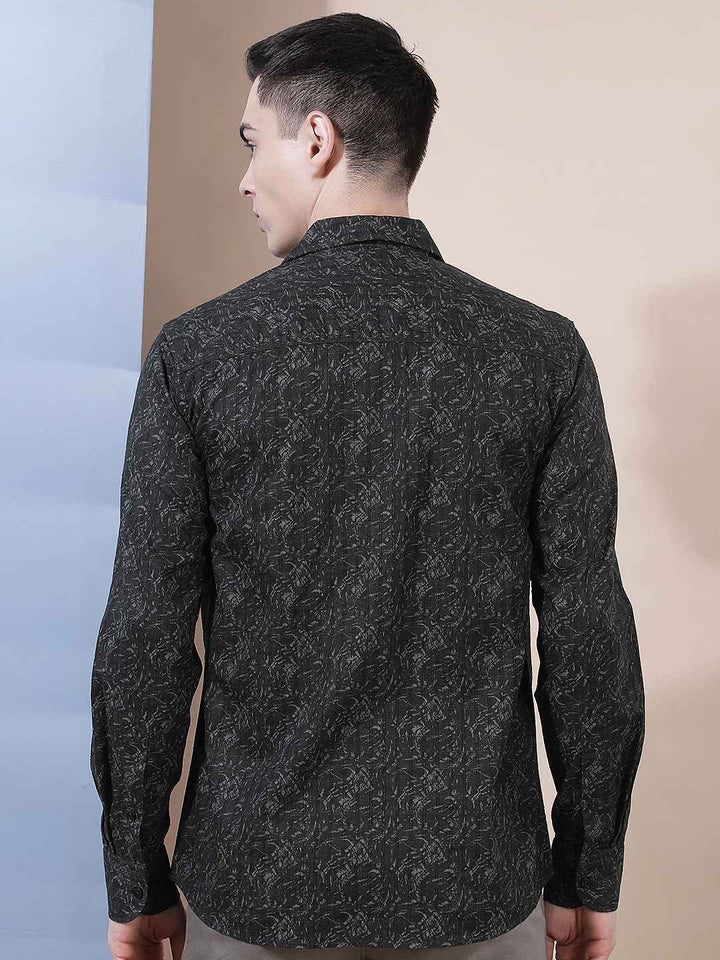 Black Modern Printed Casual Shirt