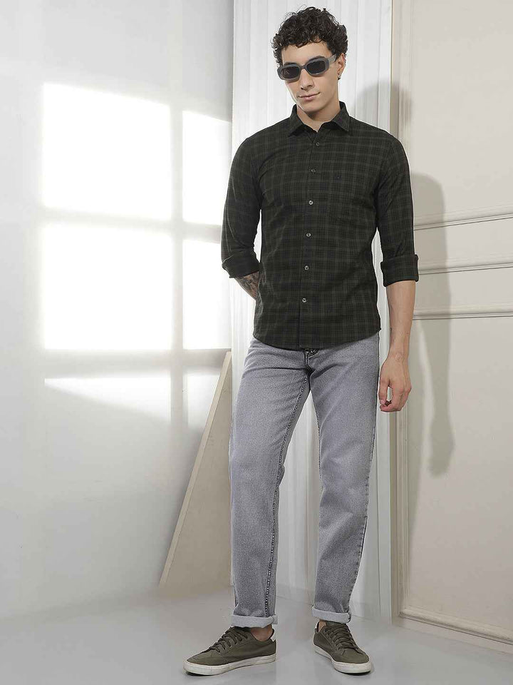 Green Checked 100% Cotton Shirt