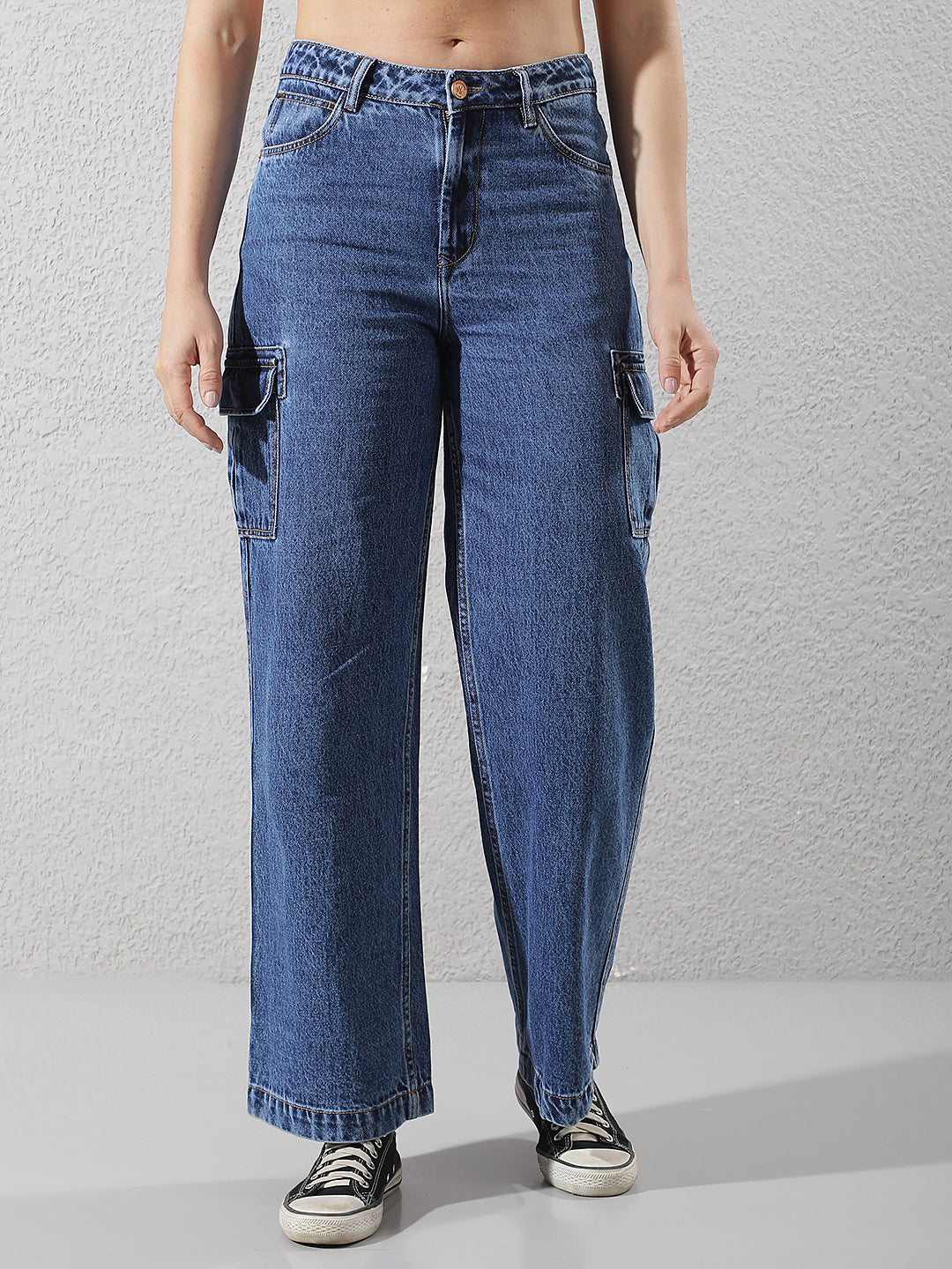 Blue 100% Cotton Cargo Jeans