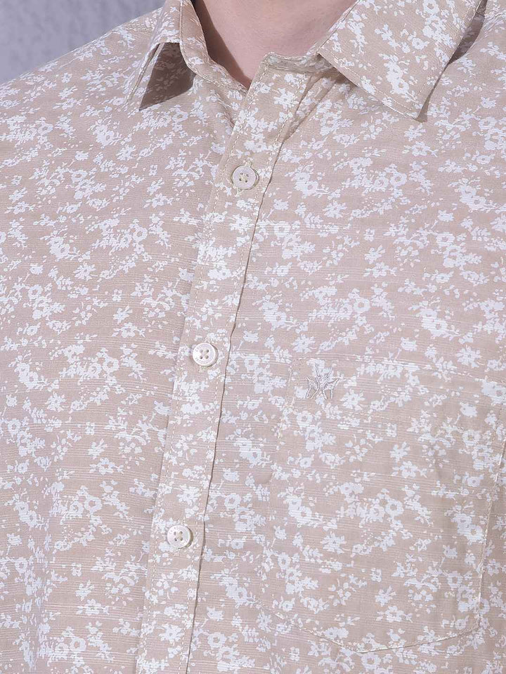 Tan Floral Print Shirt