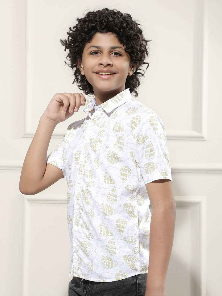 Olive Floral Print Shirt