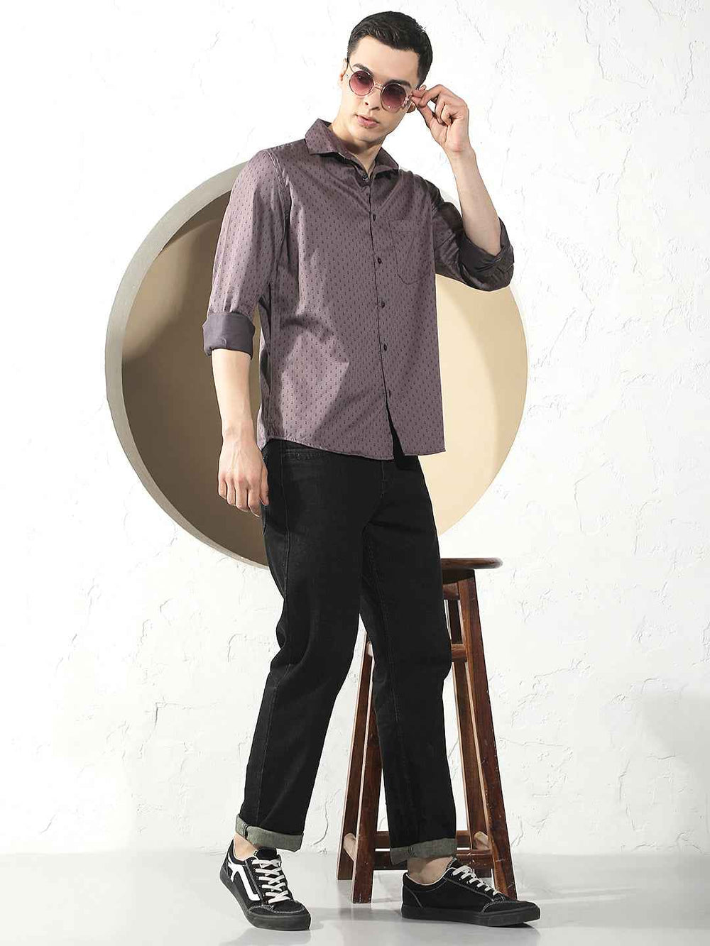 Purple Micro Print Shirt