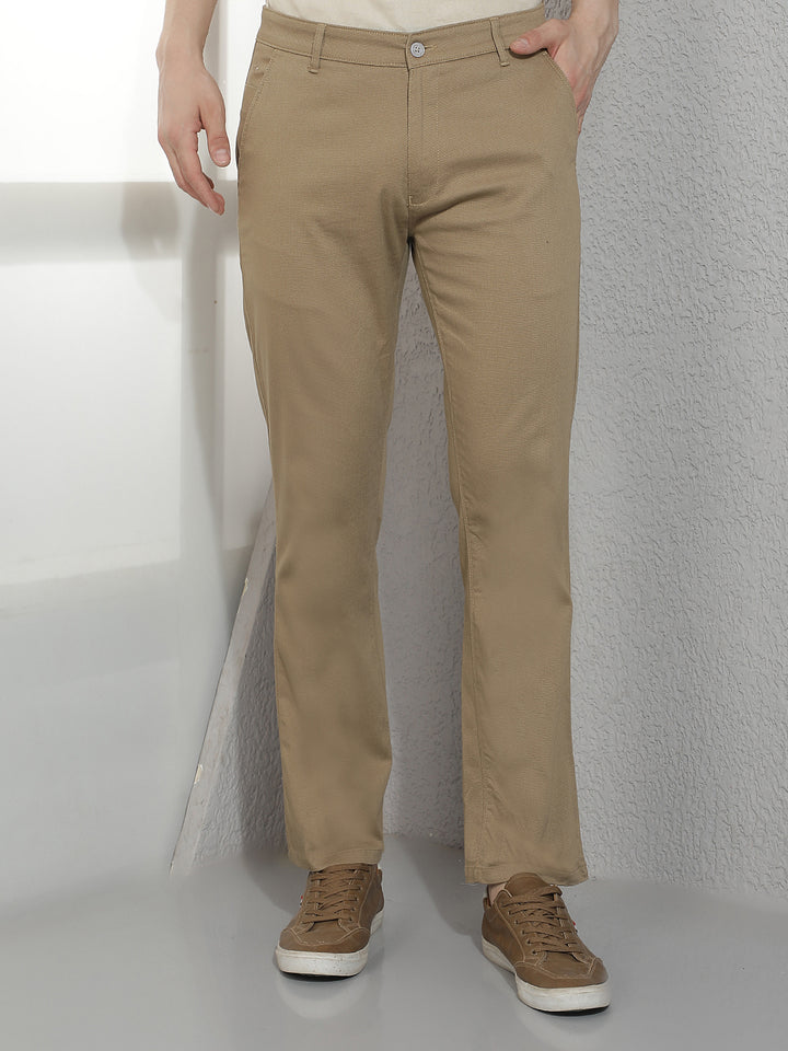 Beige Straight Trousers