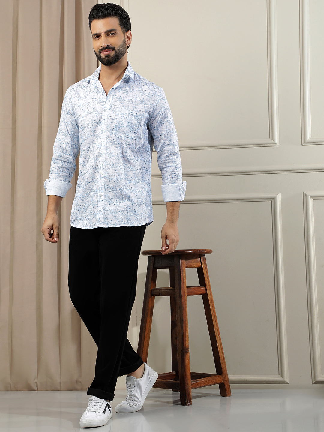 Essential Sky Blue Printed Shirt