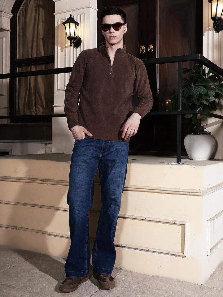 Brown High Neck Sweatshirt