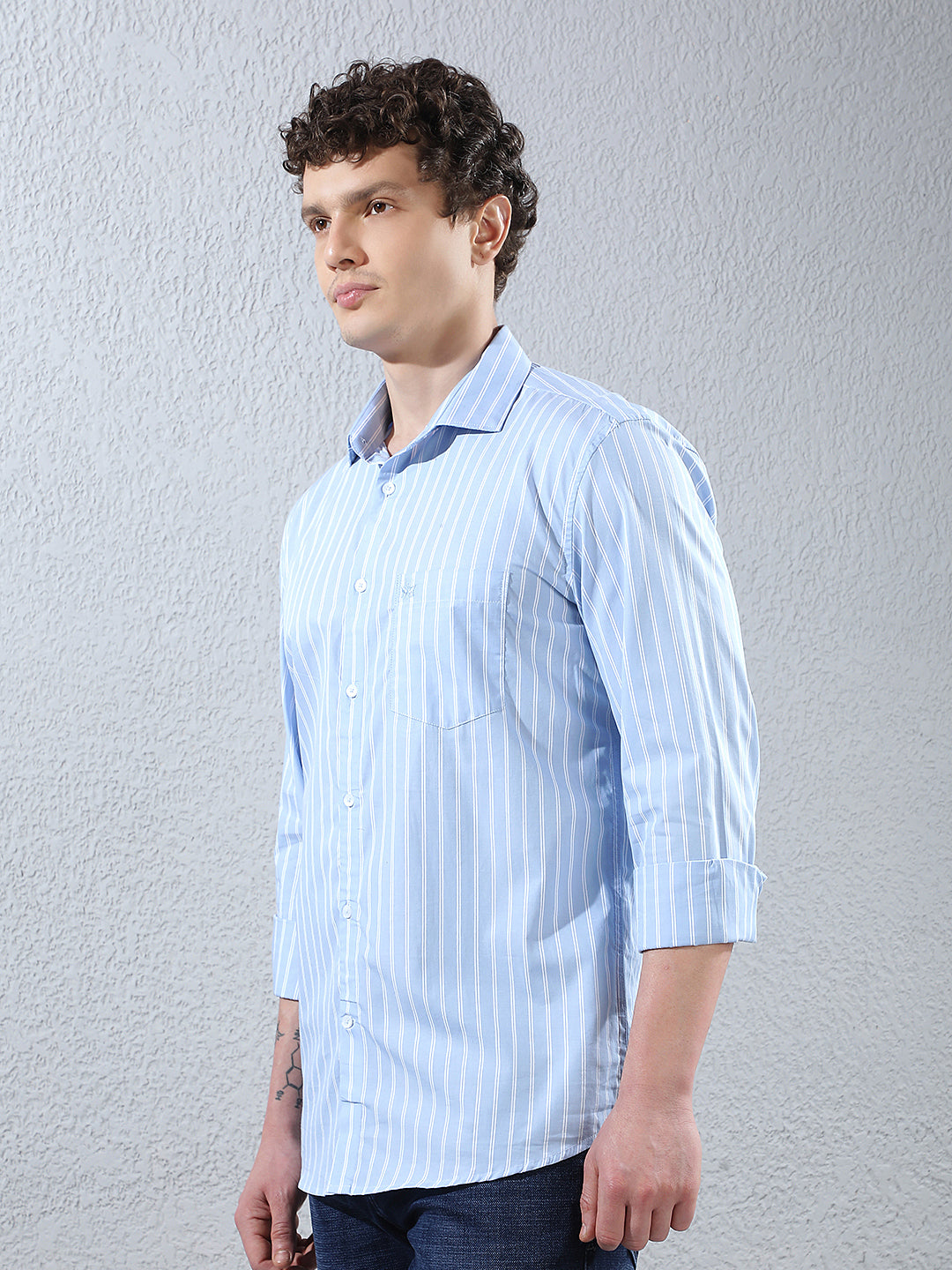 Blue Vertical Stripes 100% Cotton Shirt