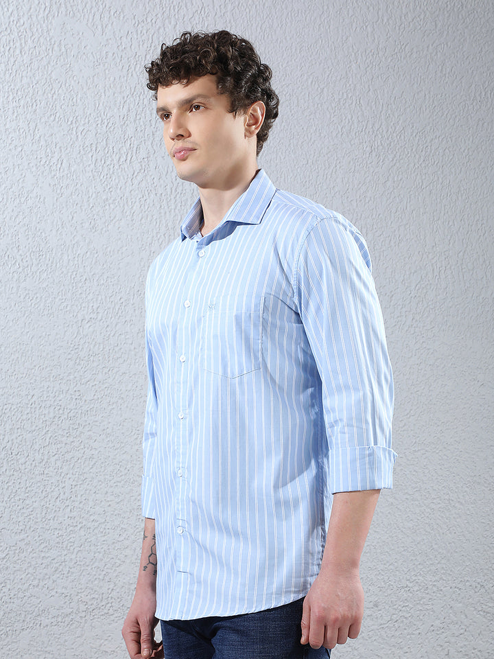 Blue Vertical Stripes 100% Cotton Shirt