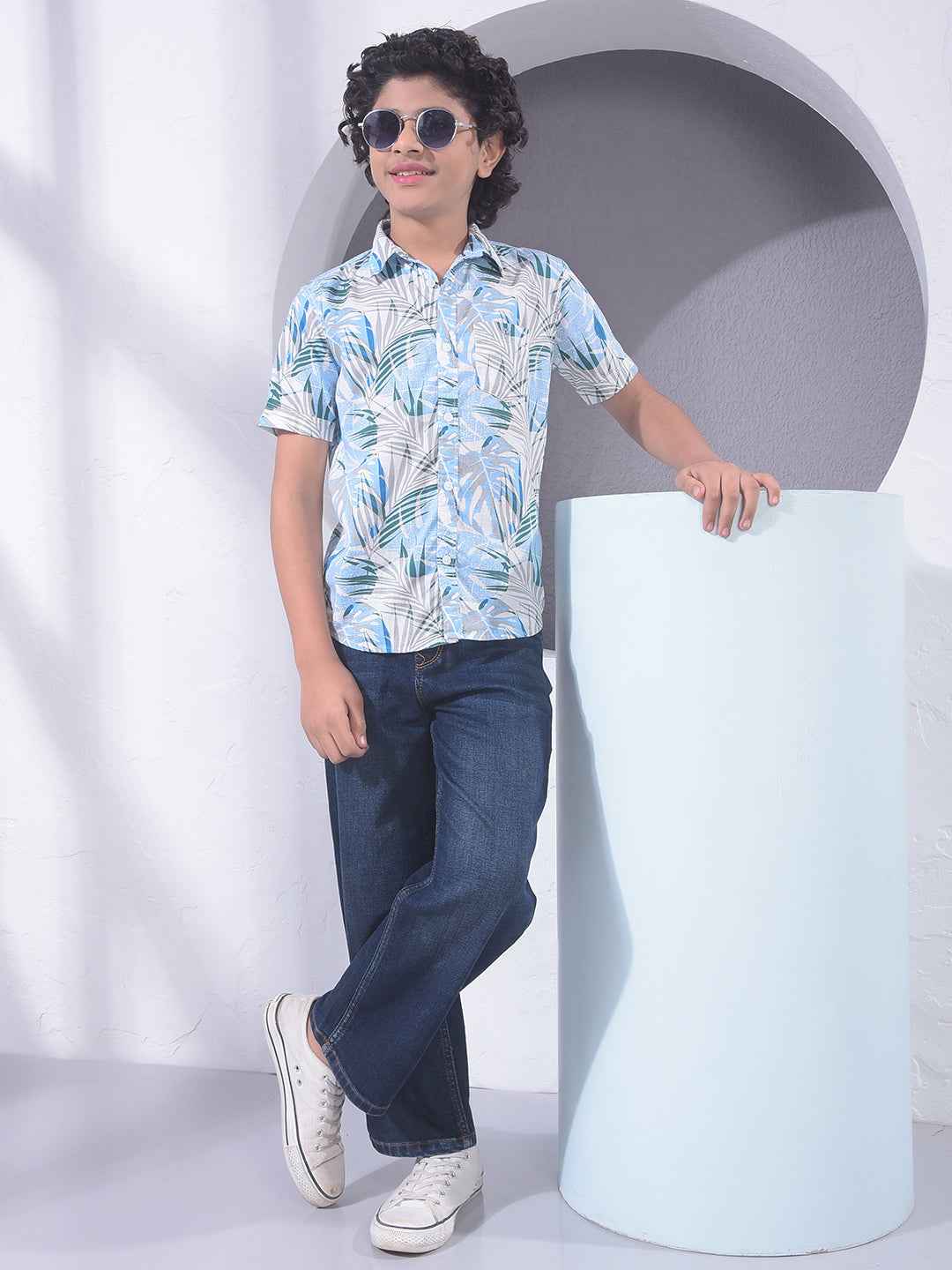 Multi-Color Botanical Print 100% Cotton Shirt