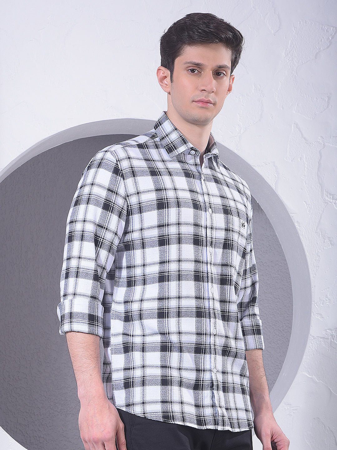 White Checked 100% Cotton Shirt