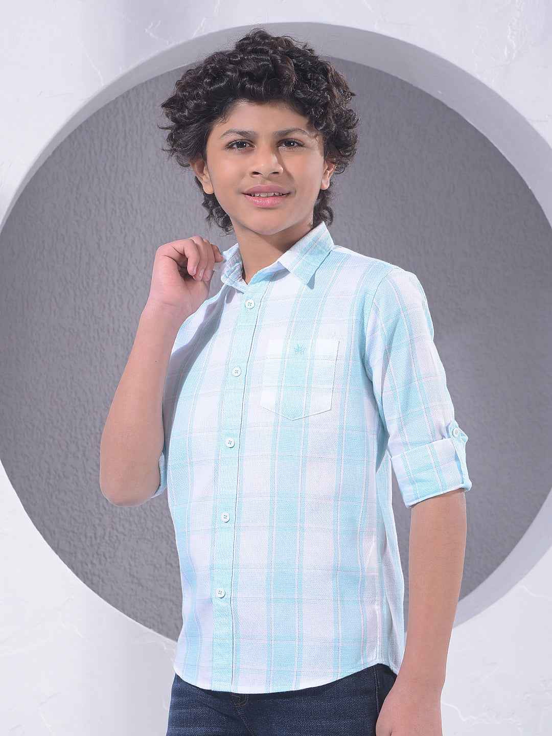 Blue Checked 100% Cotton Shirt