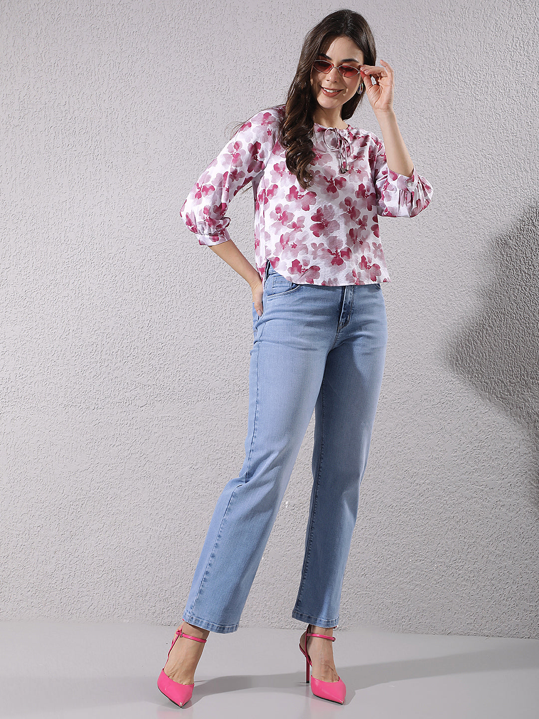 Red Floral Print Top