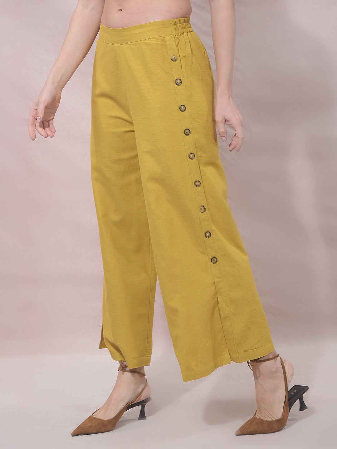 Mustard Wide Leg Casual Trousers