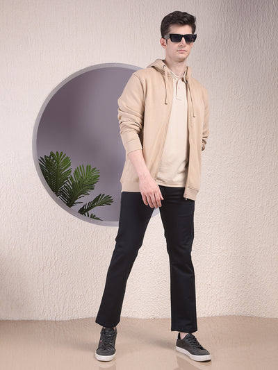 Luxe Beige Hooded Neck Sweatshirt