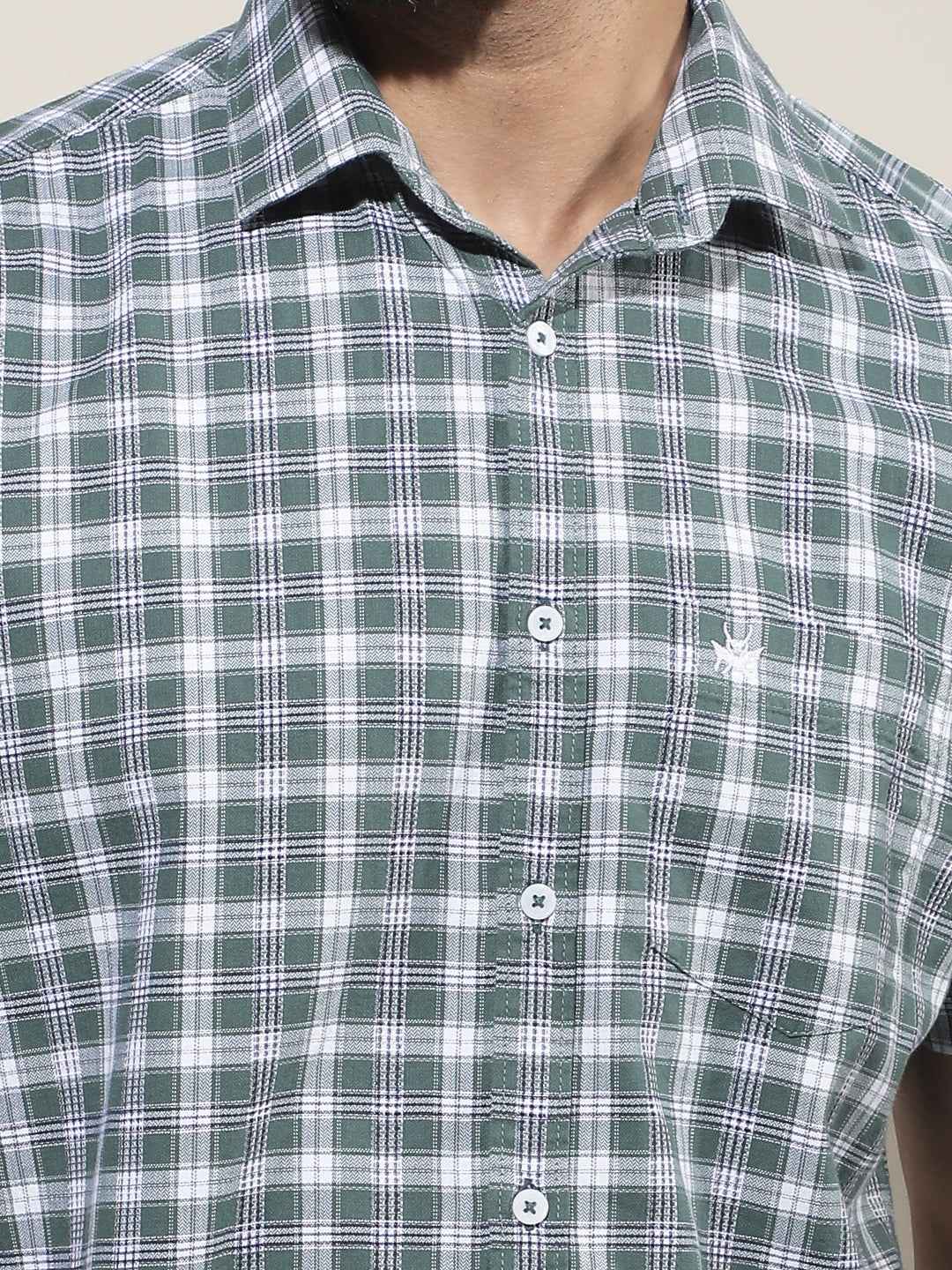 Green Checked 100% Cotton Shirt