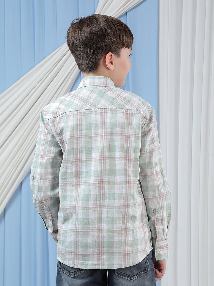 Green 100% Cotton Checked Shirt