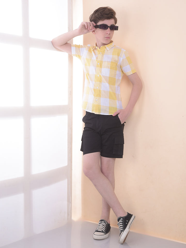Yellow 100% Cotton Checked Shirt