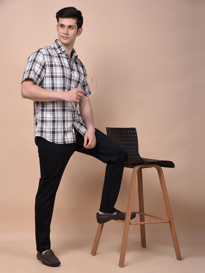 Grey Checked 100% Cotton Shirt